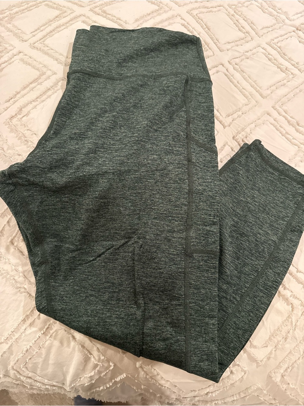 Women’s Heathered Dark Green Active Leggings With Pockets
